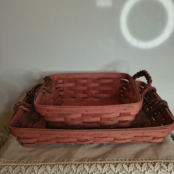 Set of 2 Sunset Pink Longaberger Baskets